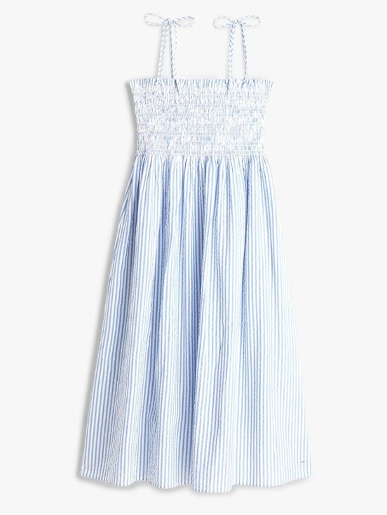 Tommy Hilfiger Dresses & Skirts - Tommy Hilfiger Medium Women's Sleeveless Smocked Dress Blue Seersucker Cotton